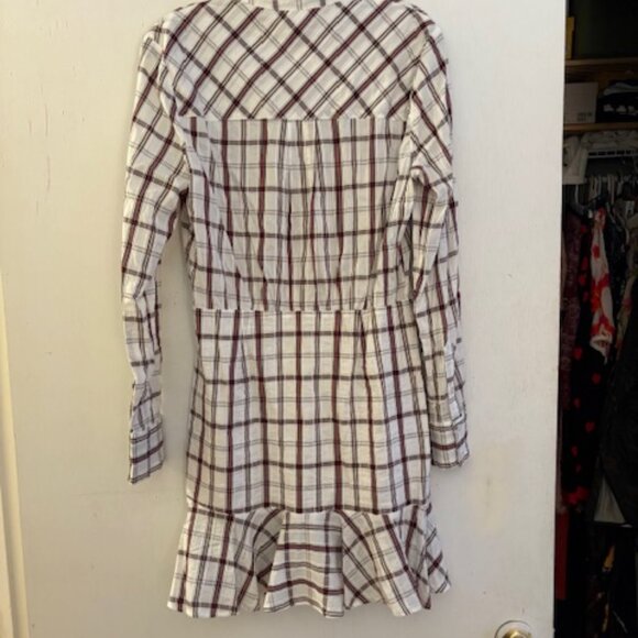 Veronica Beard White & Brown Plaid Ruffle Mini Dress, Sz M, NWOT - Picture 5 of 9